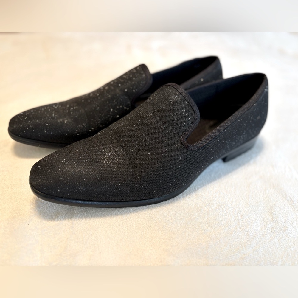Men’s Carlo Morandi Sparkle Fabric Black Formal Shoes Size 11 D